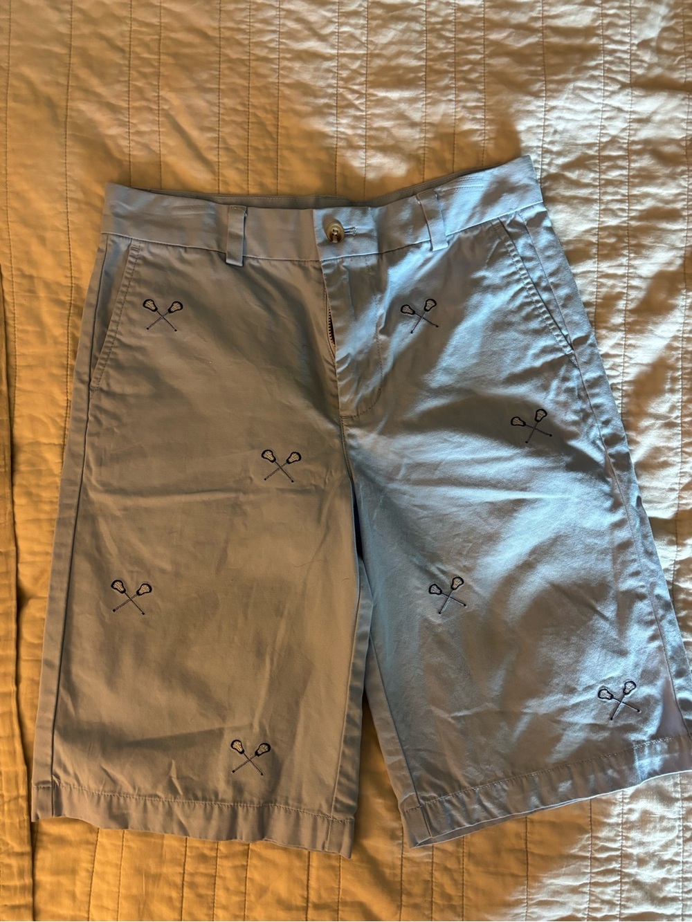 Light Blue Lacrosse Embroidered Teen Shorts